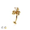 TEARDROP RIBBON CZ TOP 316L SURGICAL STEEL THREADLESS FLOATING BELLY BUTTON RING